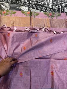 Pink new jamdani saree with blouse piece