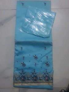 Sky Blue Cotton Unstitched Suit | Soft Fabric | Su