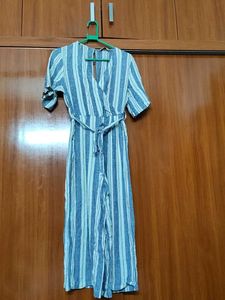 Striped Wrap Jumpsuit