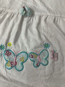 Cute White Baby Dress with Butterfly Embroidery