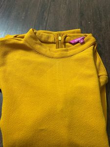Yellow Split Sleeve Studded Top