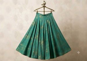 Elegant Teal Brocade Skirt