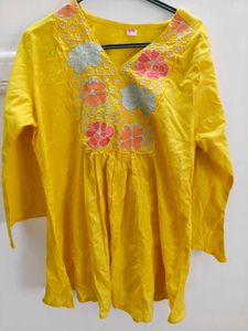 Yellow Embroidered Kurta