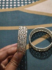 Elegant Silver Filigree Bangles (Pair)