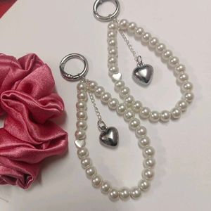 Pearl Heart Charm Keychain