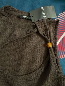 SHEIN Brown Cut-Out Sleeveless Top