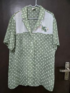 Polka Dot Button-Up Top