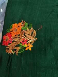 Elegant Green Embroidered Saree