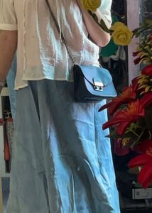 Denim Shoulder Bag with Chain Strap