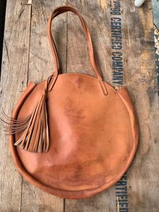 Tan Leather Circle Tote