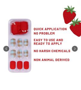 Matte Red &amp; Plaid Press-On Nails
