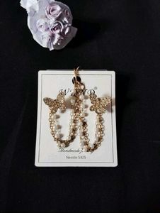 Sparkling Butterfly Chain Earrings