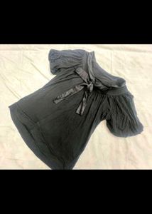 Japanese Anime core bow Black Ribbon Top