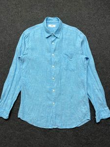 Men's Blue Linen Blend Shirt