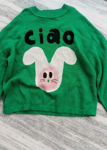 Green Bunny "Ciao" Sweater for boys and girl