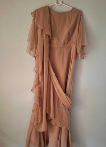 Indya Embroidered Pre Draped Mauve Saree