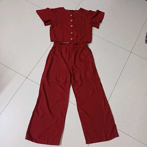 Chic Maroon Pure Cotton Co-ord Set for Kids