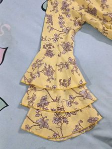 Chic Yellow Floral Wrap Top