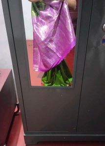 Green Saree with Pink Border