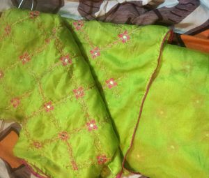 Vibrant Green Embroidered Saree