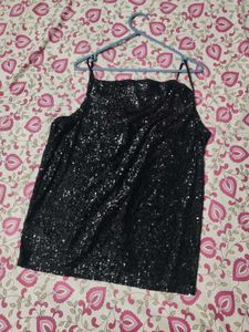 Ann Taylor Black Sequin Cami Top