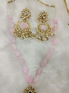 Kundan And Original Stone Necklace Set