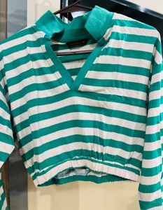 Striped Cropped Pullover Top
