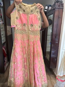 Elegant Pink &amp; Gold Lehenga Choli