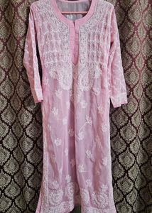 Pink chikankari kurta