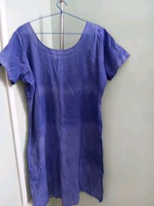 Embroidered Blue Kurti And Pajama With Dupatta