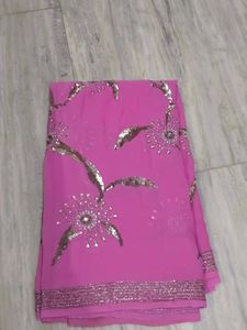 Vibrant Pink Sequined Saree