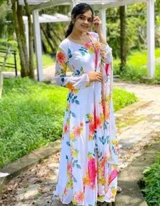 Floral Print Dress with Matching Scarf