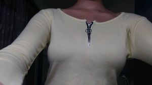 lemon yellow Ribbed Zip Neck Top