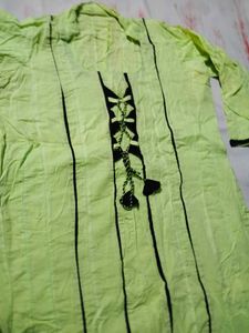 Lime Green Kurta with Black Trim suit set
