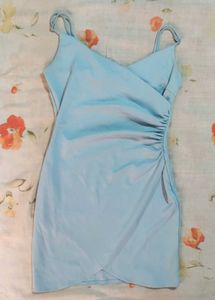 Light Blue Ruched Mini Dress