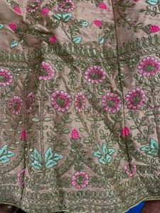 peach colour beautiful lehenga with embroidery work and hand work with heavy can can