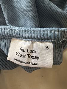 Cute Blue Ruched Halter Top