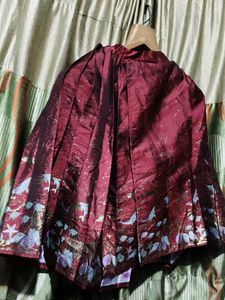 Maroon koriyan Pleated Skirt with Celestial & Mari