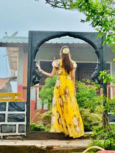 Vibrant Yellow Floral Maxi Dress