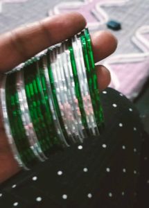 Green And White Colour Beautiful Bangles