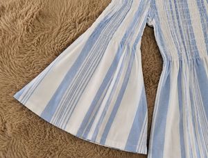 set of two Blue &amp; White Striped Off-Shoulder To