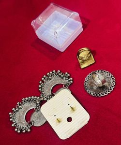 Combo - Boho Silver Tone Earrings &amp; Ring Set
