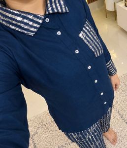 Embellished Blue Kurta Set