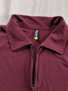Burgundy Ribbed Knit Co-Ord Set
