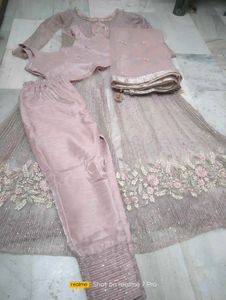 Elegant lavender Embroidered 4 piece dress