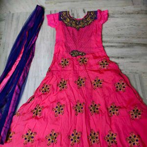 Beautiful Pink Ethnic Gown with Dupatta
