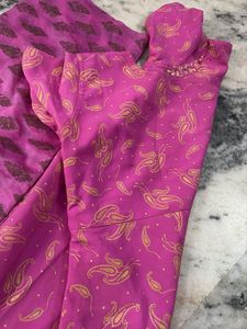 Vibrant Pink Paisley Kurta with Dupatta