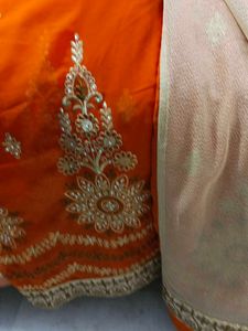 Beautiful 😍🧡 Orenge Saari With Blouse