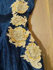 Elegant Navy Blue Embellished Dress