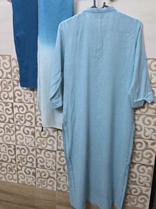 Blue Embroidered Kurta Set with Dupatta